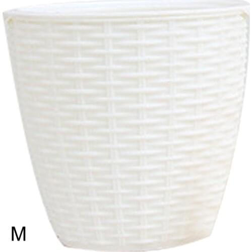 Plant Pot Cover Indoor Plastic Rattan Flower Cover Round Modern Decor Planter Durable SCIE999