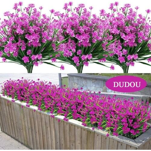 Fake Artificial Flowers Outdoor for Decoration UV Resistant No Fade Faux Plastic Plants Garden Porch Window Kitchen Office Table