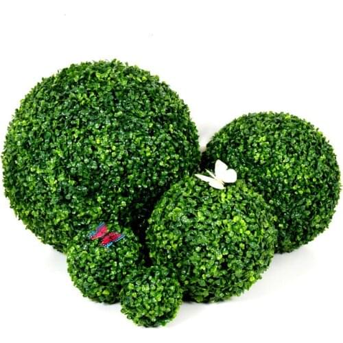 Artificial Grass Ball Plastic Leaf Effect Hanging Green Grass Ball Decor Artificial DIY Flower Ball 4 size to choose