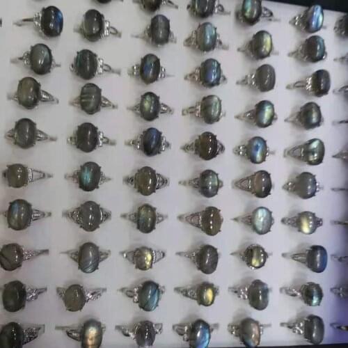 Natural gray moonstone ring mysterious night color labradorite lover stone birthday commemorative gem aro de luz woman jewelry