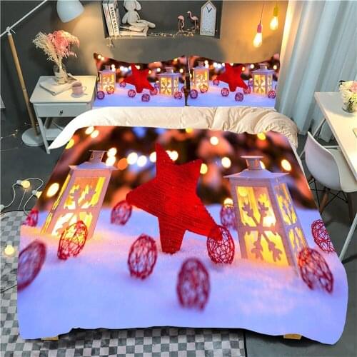 Christmas Santa Claus Duvet Cover Set Bedding Set Twin Queen King Double Bed Linens Quilt Cover Bedclothes Red Ball