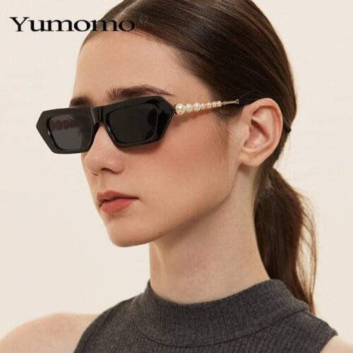 Square Pearl Sunglasses Women Vintage Classic Sun Glasses Metal With Pearl Frame Rectangle Ladies Eyewear Fashion UV400 Shades