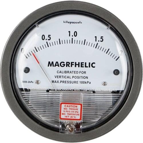 0-2KPA Micro Differential Pressure Gauge TE2000 High Precision 1/8 "NPT Air Pressure Meter Barometer