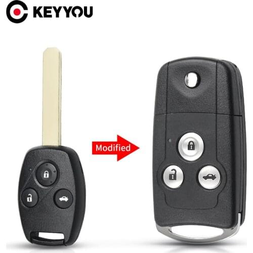 KEYYOU Modified 2/3/3+1 Buttons Remote Key Shell Case Flip For Honda Fit CRV Civic Insight Ridgeline HRV Jazz ACCORD 2003-2013