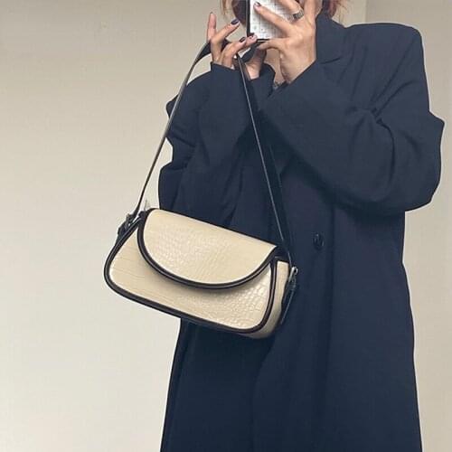 Fashion Crocodile Pattern Baguette Bags PU Leather Shoulder Bags for Women Design Luxury Handbag Female Small Subaxillary Clutch