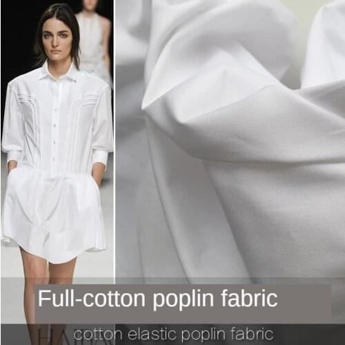 Pure Cotton Fabric White Shirt Elastic Washed Poplin Clothing Sewing 100% Brocade Diy Dress Black Solid Color Designer Fabric