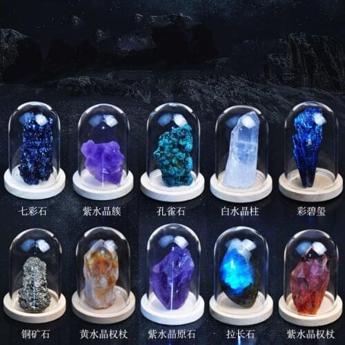 Natural crystal ore rough specimen amethyst white crystal malachite bismuth moonstone collection decoration gift shapes random