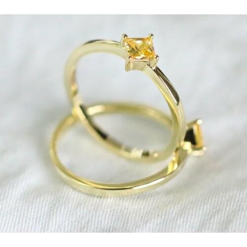 New Fashion Simple yellow diamond Brand Rings gold For Women 18k gold Female Ring Party Wedding Jewelry anillos mujer