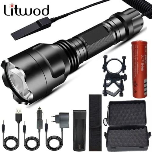 Hunting Led Flashlight C8 XHP50 Tactical Light Lamp Torch 5 Shock Resistant Hard Defense Aluminum Black