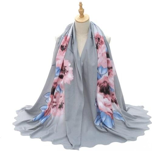Oversize fashion cashmere women FLOWER print scarf winter warm shawl wraps bandana pashmina female foulard laser flower sides