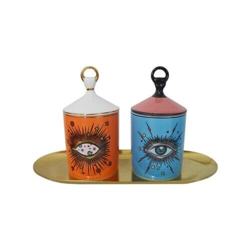 Lightning Eye Starry Sky Incense Candle Holder with Hand Lid Aromatherapy Candle Jar Diy Handmade Candleabras Home Desk Decor