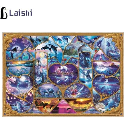 Full diamond painting Creative arts, underwater animal scenery, dolphins handmade diamond embroidery mosaic art home decoration