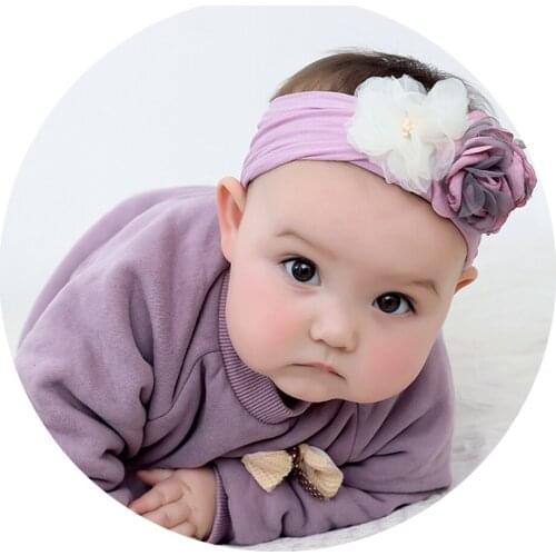 Flower Turban Headband For Children Bows Nylon Headbands Newborn Elastic Hair bands For Girls Toddler Baby Girl Hair Accessories