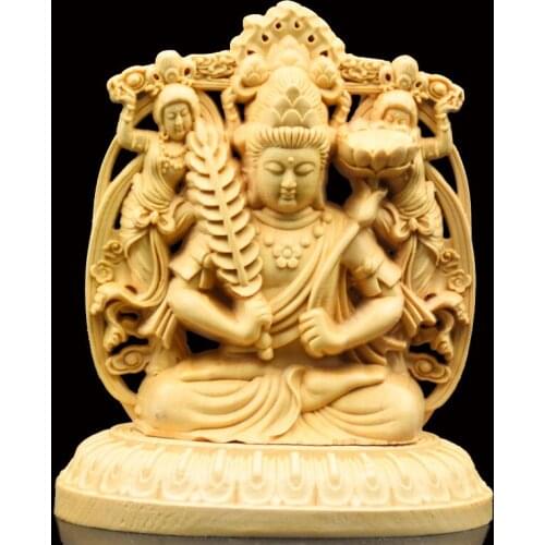 Boxwood Carving Buddha Statue, Eight Treasures, Void, Bodhisattva, Guanyin, Buddha, Guardian, Big Day, Car Decoration