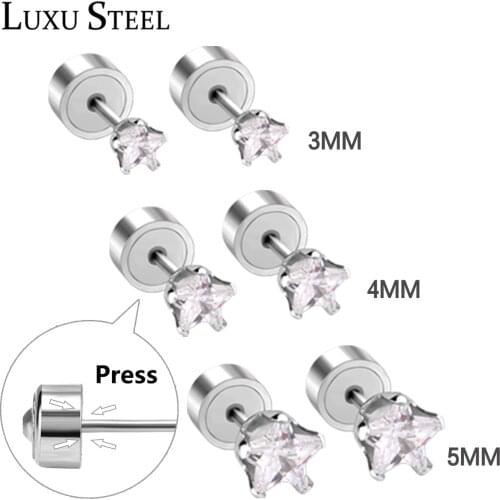 LUXUSTEEEL Small Star Stud Earrings Size 3mm 4mm 5mm Surgical Earring Fashion Jewelry pendientes Collier Party Wholesale Gift
