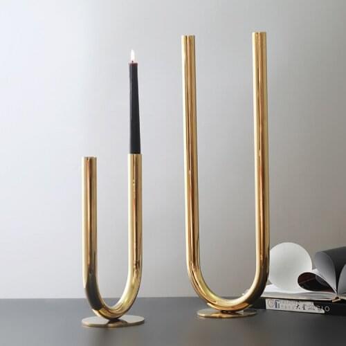Luxury Metal U Shape Candlestick Wedding Table Centerpieces Home Accessories Gold Candle Holder