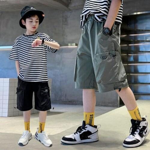 Boys Cargo Shorts 2021 Summer Shorts 97% Cotton Loose Casual Short Pants big Boy Summer Short Pant for Boys Childrens Clothing