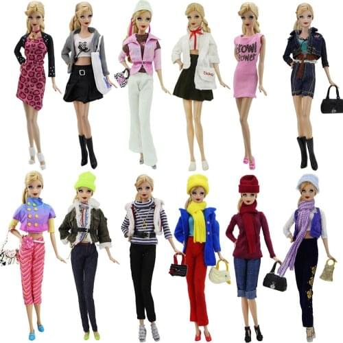 Random Pick 3 Sets Outfit Daily Casual Wear Blouse Trousers Pants Handbag Shoes Clothes For Barbie FR Doll Accessories DIY Toys