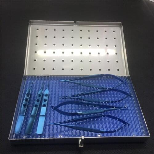 Titanium Microsurgery tool Ophthalmic Scissors Needle Holder Forceps sterilization case Surgical Instrument Set