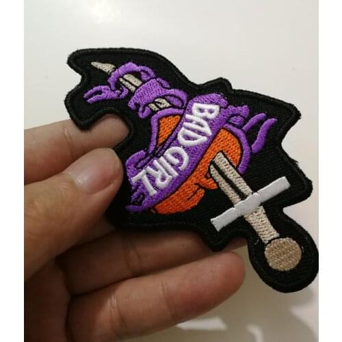 Bad girls pathces for Clothing bag shoes Embroidered Iron On heart arrow Patches Badge Fabric Jacket Sticker Lable appliques
