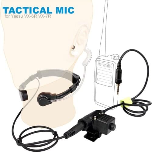 Walkie Talkie Microphone U94 PTT Neck Throat Mic Earpiece Radio Tactical Headset for YAESU Vertex VX-6R VX-7R VX6R VX7R FT-270