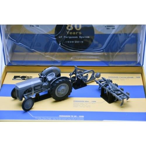 UH6238 1:32 Ferguson TE 20 With 2 Furrow Plough And Tiller 80 Years 1939 Toy