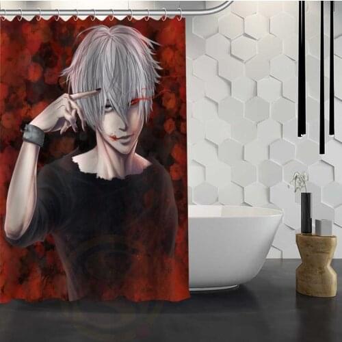 Custom Tokyo Ghoul Shower Curtain With Hooks High Defintion Printing Fabric Shower Curtain for Bathroom