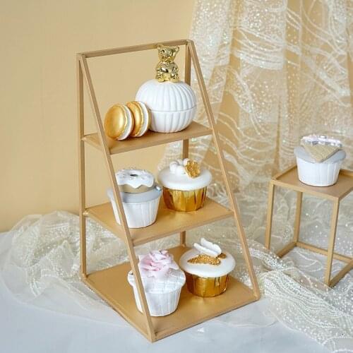 Msjo Champagne Gold Tray 1 Piece Cake Tools Fondant Dessert Home Decorations Sweet Table Fitting Storage Holders & Racks