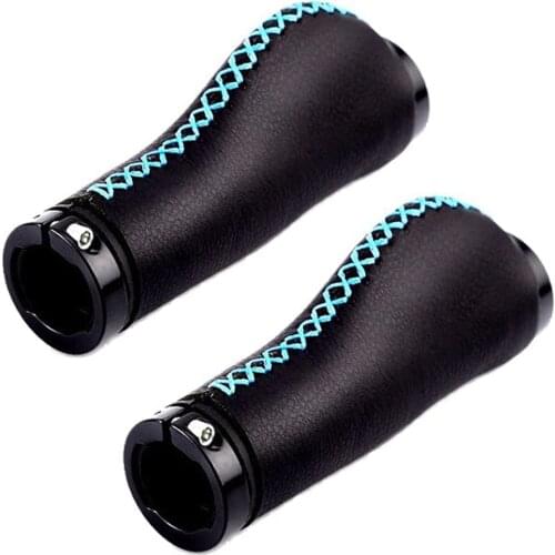 Promend Fiber leather City Mountain Bike Scooter MTB Bicycle Handlebar Cover Handle Grips Bar End Non-slip Aluminum Lock 1 pair