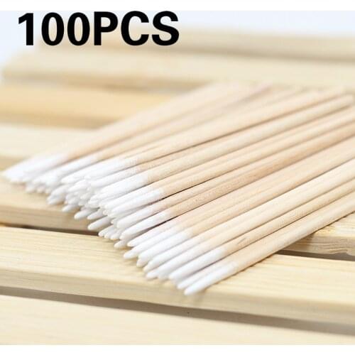 100PCS Disposable Wooden Cotton Stick Swabs Micro Brushes Eyelash Extension Glue Removing Tools For Beauty Makeup And Tattoo