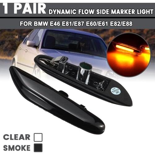 2x For BMW E46 E81/E87 E60/E61 E82/E88 Car Flowing Water LED Side Marker Day Light Dynamic Repeater Turn Signal Indicator Lamps
