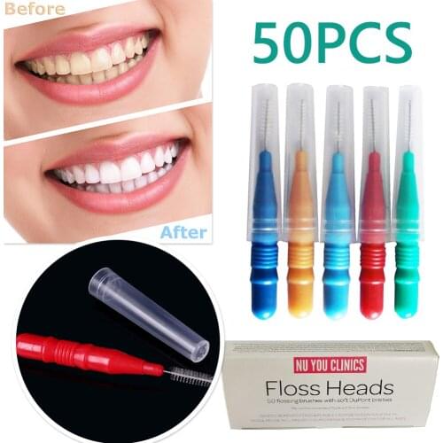 50pcs Interdental Brush Dental Floss Teeth Oral Clean Hygiene Teeth Brush Dental Tools for Cleaning Teeth Oral Care Tool