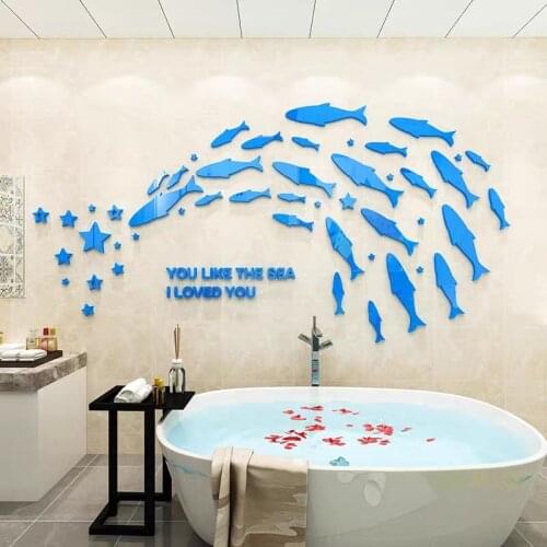 Deep Sea Fish Acrylic Wall Sticker Bedroom Guest Restaurant Children Room Background Wall Cartoon Home Decoration Accessories
