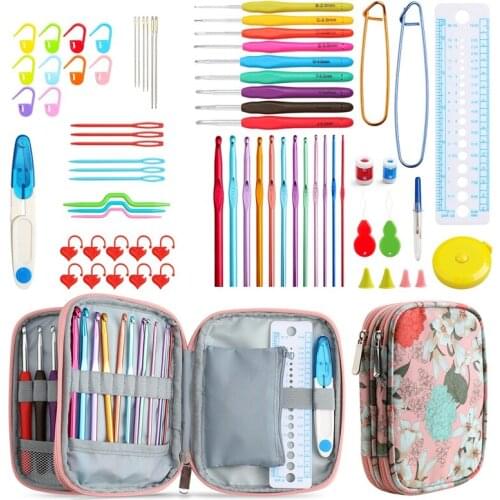 HOT SALE DIY Needle Craft Crochet Hook Set And Bag Animal Ergonomic Yarns Crochet Knitting Needle Scissors Sewing Set Accessorie