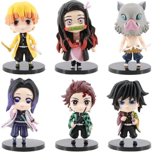 Anime Demon Slayer Set Tanjirou Nezuko Action Figure Zenitsu Kimetsu No Yaiba Kanroji Mitsuri Uzui Tengen Figurine Model Toys