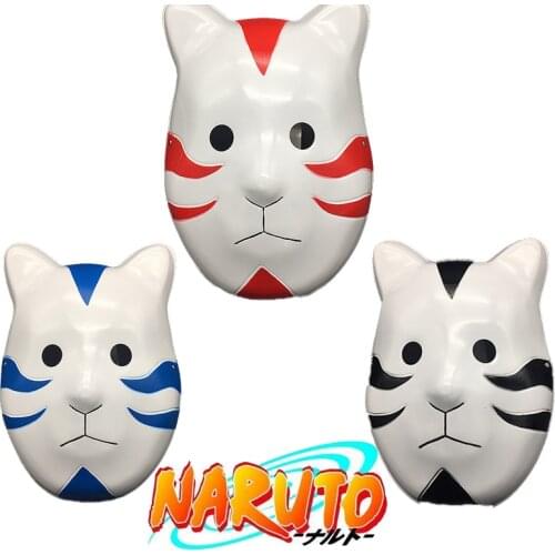 Anime Naruto Mask Masquerade Performance Props Konoha Anbu Fox Cat Face PVC Mask Environmental Protection Kids Party Supplies