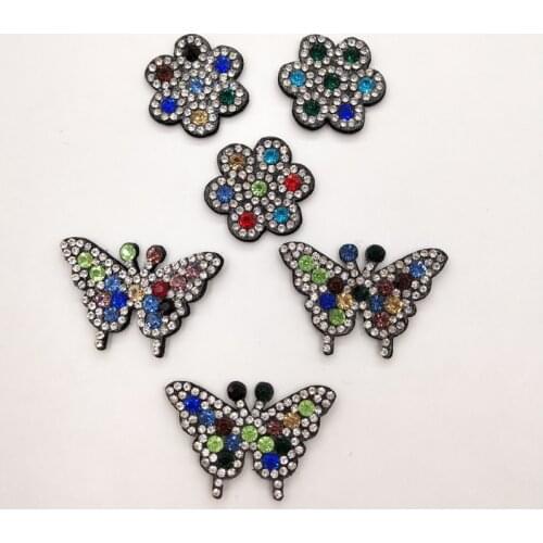 30pcs/lot Butterfly and angel wing Shape with Shiny diamond Padded appliques for headwear decoration handmade hair accessories