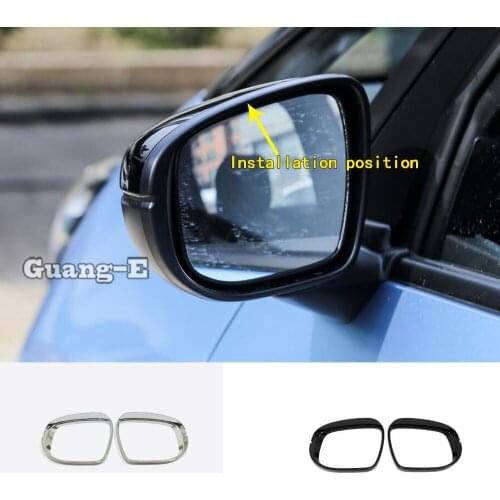Car Sticker Rear Rearview Side Glass Mirror Trim Frame Rain Shield Sun Visor Shade ABS For Honda Fit Jazz 2020 2021