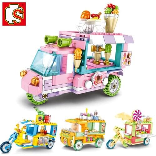 SEMBO Blocks Pedestrian Street Cute Car Model Building Toy Mini Shop New Year Gifts Cartoon Brinquedos for Children Toys 601200