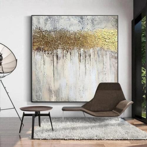 Large Wall Picture on Oil Painting Vertical Luxury Gold Abstract Art Posters Print Decorative for Minimalist Living Room Decor