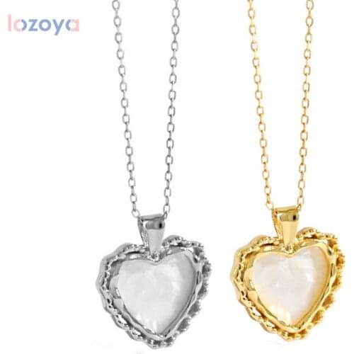 LOZOYA 925 Sterling Silver Big Heart Pendant Wedding Jewelry Chain Necklace 2020 Rock Punk Gold Crystal European Gift Statement