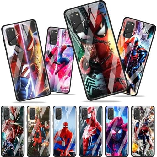 Marvel Spiderman Art for Samsung Galaxy S20 FE Ultra Note 20 S10 Lite S9 S8 Plus Luxury Tempered Glass Phone Case Cover
