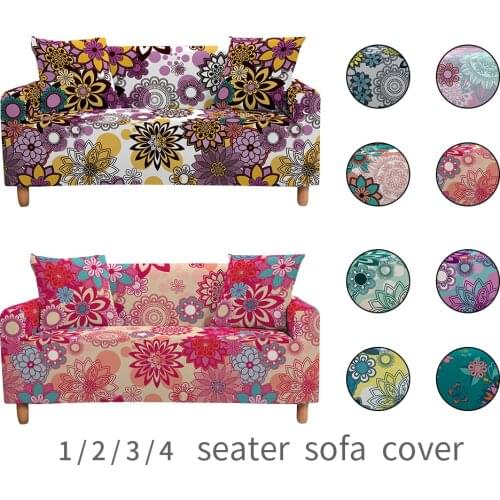 Mandala Flower Pattern Anti-Slip Elastic Stretch Slipcover Sofa Decor Furniture Protector Couch Cover Sofa Covers 1/2/3/4 Seater