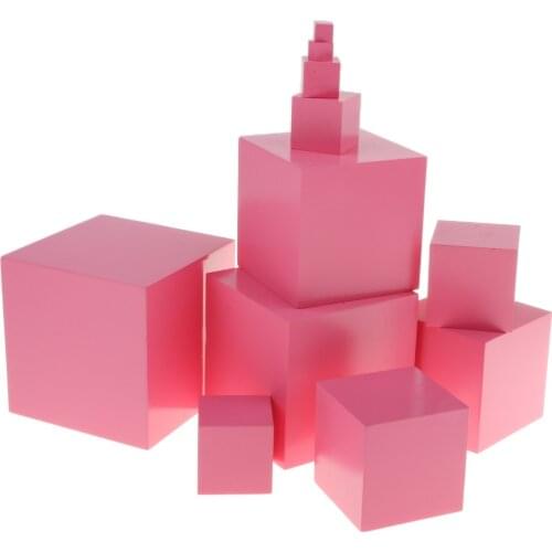 Wooden Stacking Toy Montessori Pink Tower Activity Learning Early Development Educational Toys for Baby Toddler and Kids