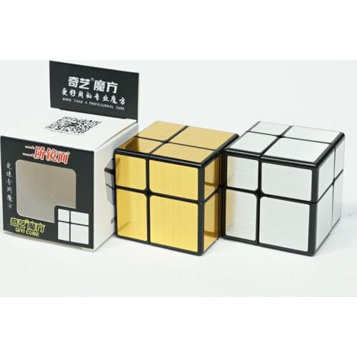Diascubes QiYi Mirror 2x2 Magic Cube Puzzle speed magic cube Golden/Silver Sticker Cube toys for children
