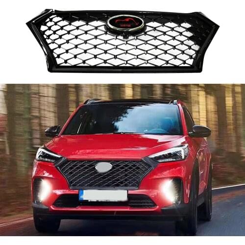 For Tucson Front Grill For Tucson Santafee 2019 Modified Front Racing Grille Grills Cover Abs Grill Mesh Bumper Grilles