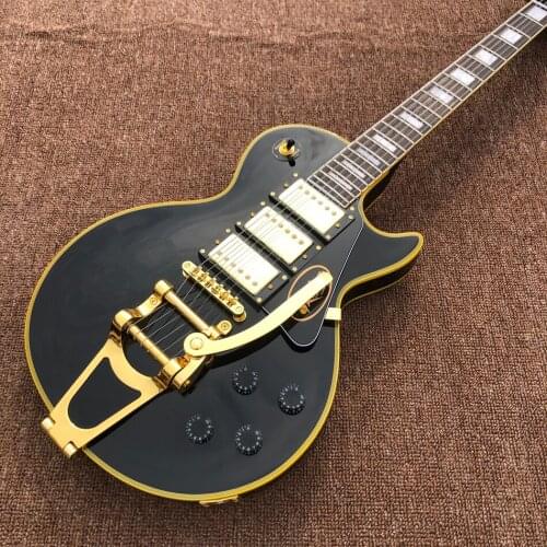 Hot sale Electric guitar,Rosewood fingerboard,Yellow binding,Gold hardware,Bigsby tremolo,high quality guitar,free shipping