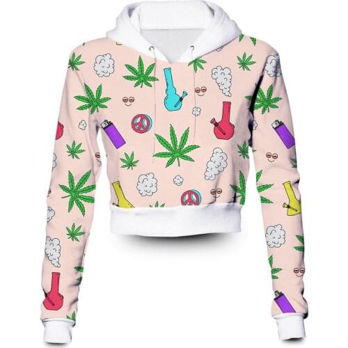 Custom Made Stoner 420 Sublimation Printing Plus Size Crop Hoodies