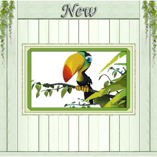 The long-beaked bird animals painting counted print on canvas DMC 14CT 11CT chinese Cross Stitch Needlework Sets Embroidery kits