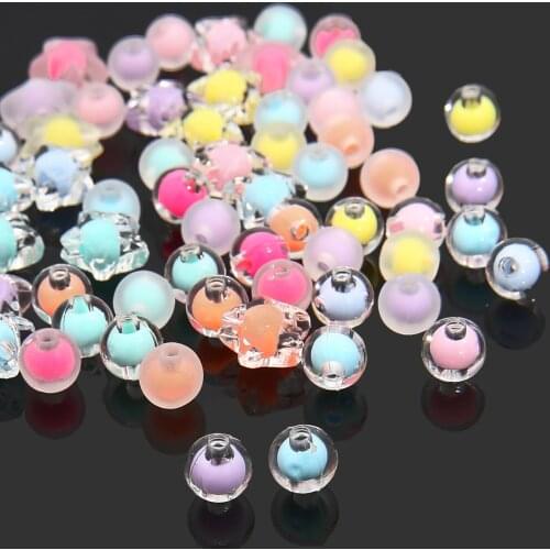 80~110pcs Mix Color Round Five-pointed Star Acrylic Beads Loose Spacer Beads for Jewelry Making DIY Fashion Bracelet Accessories